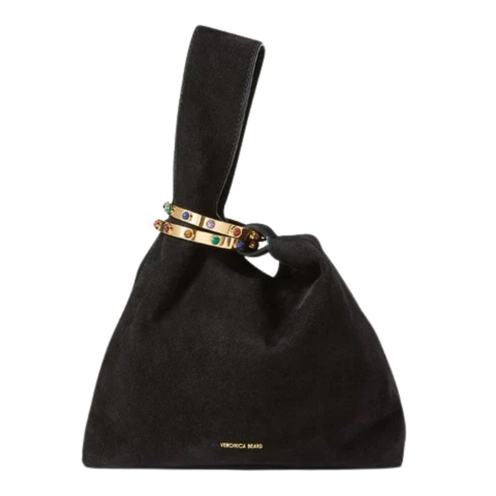 Veronica Beard Black Suede Bracelet-Closure Handbag